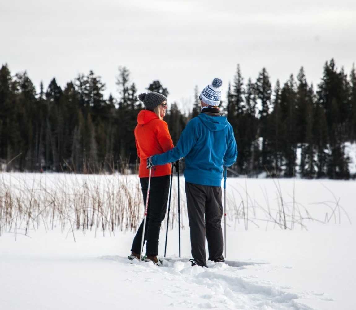 Couple Snowshoeing at Stake Lake