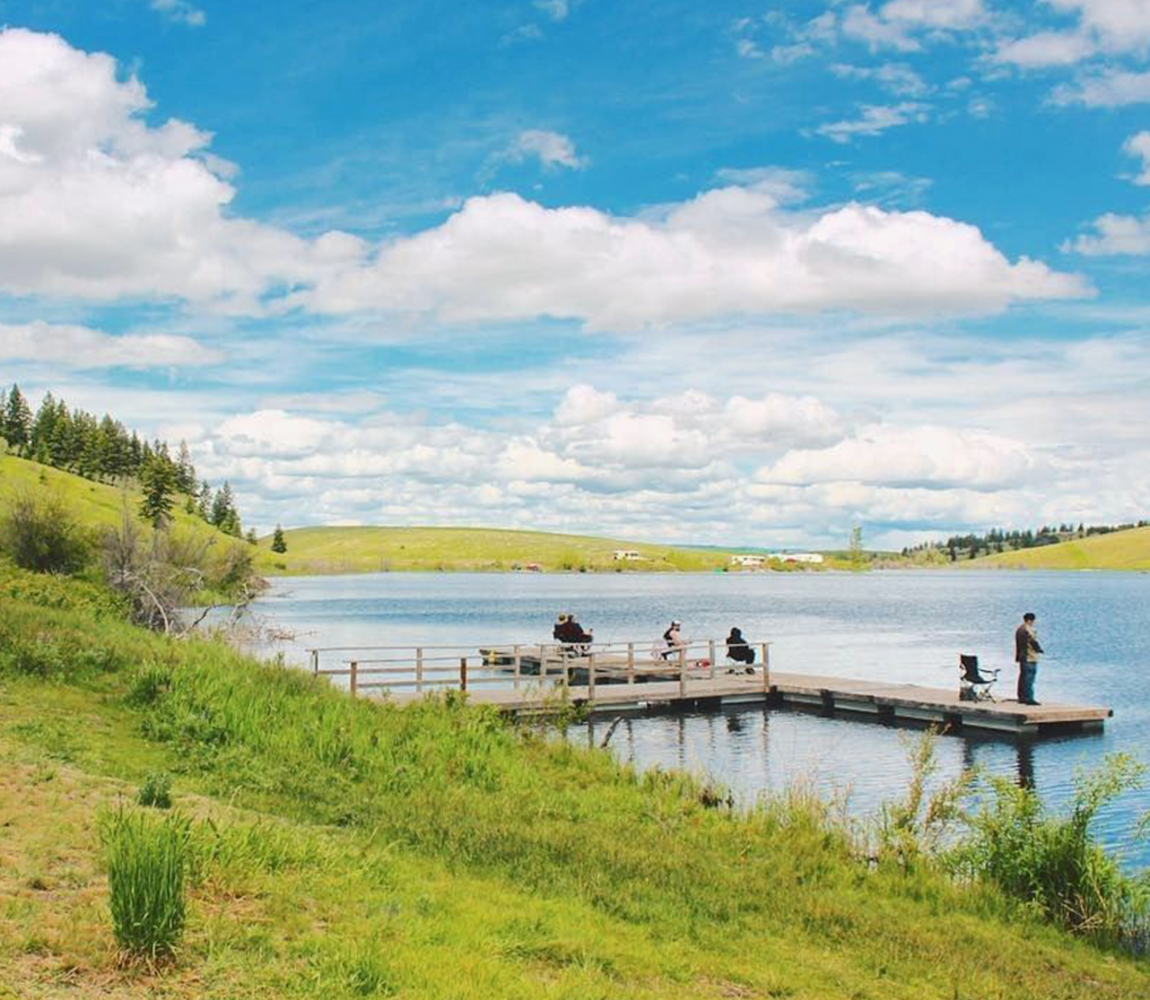 Fishing off the dock at Edith Lake