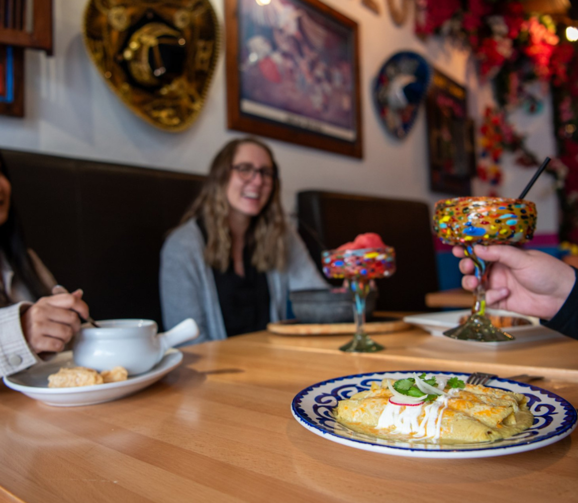 Three Women enjoying their meal at Casa Azul Mexican Restaurant in Kamloops, BC.