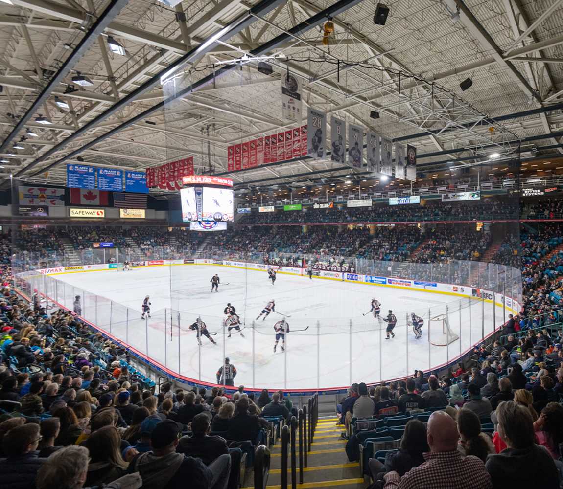 A hockey game taking place