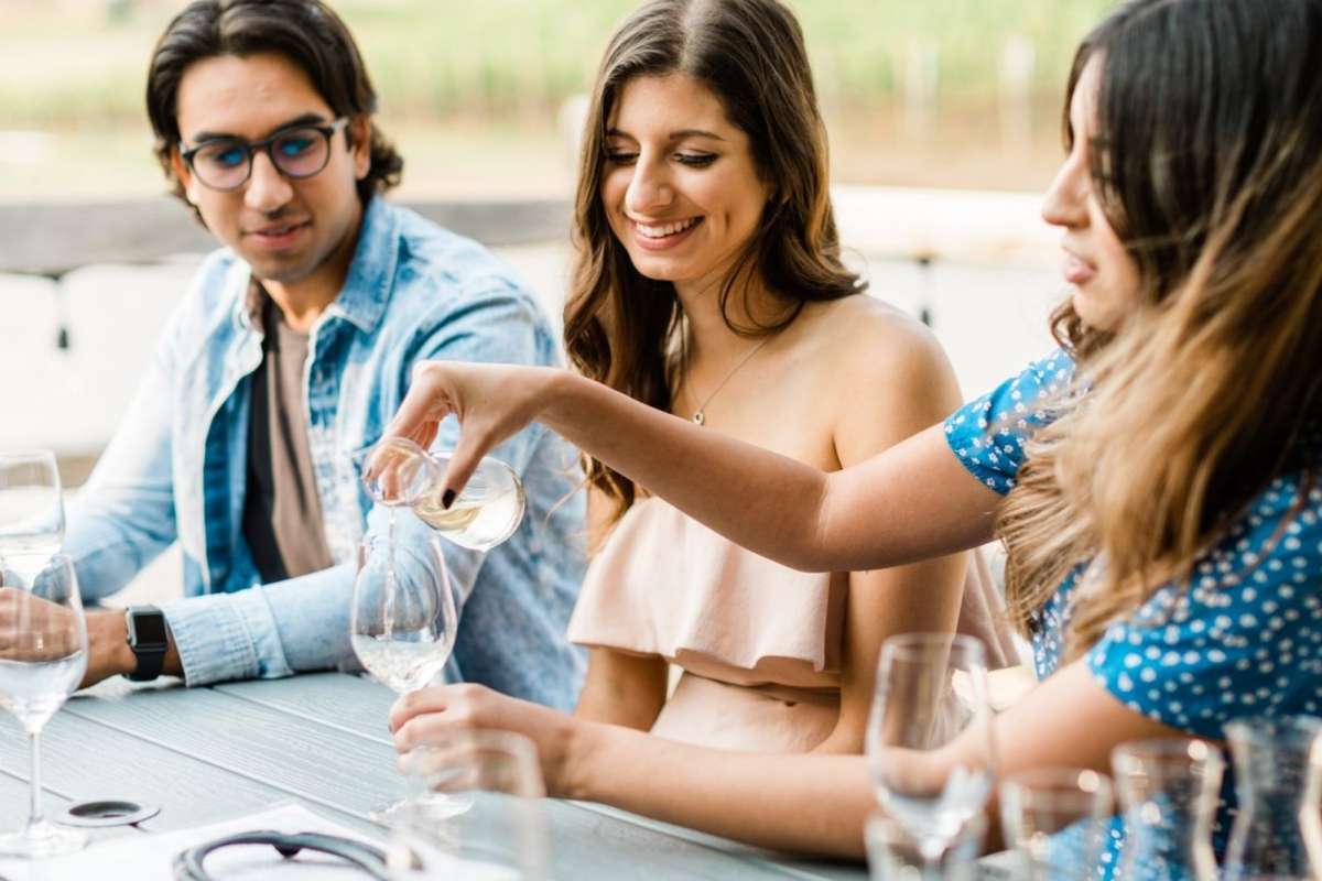 A group of friends enjoying a wine tasting