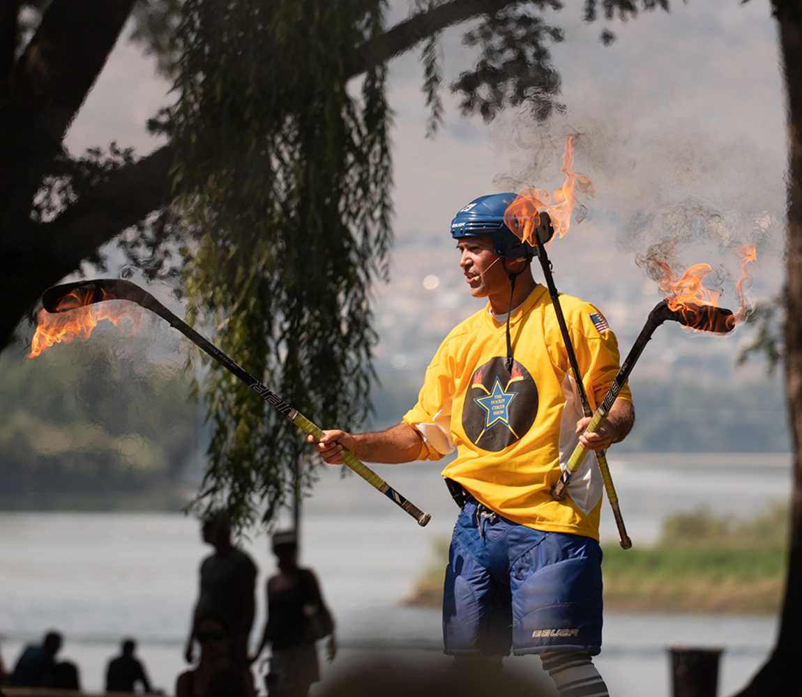 Fire juggler at Kamloops International Buskers Festival