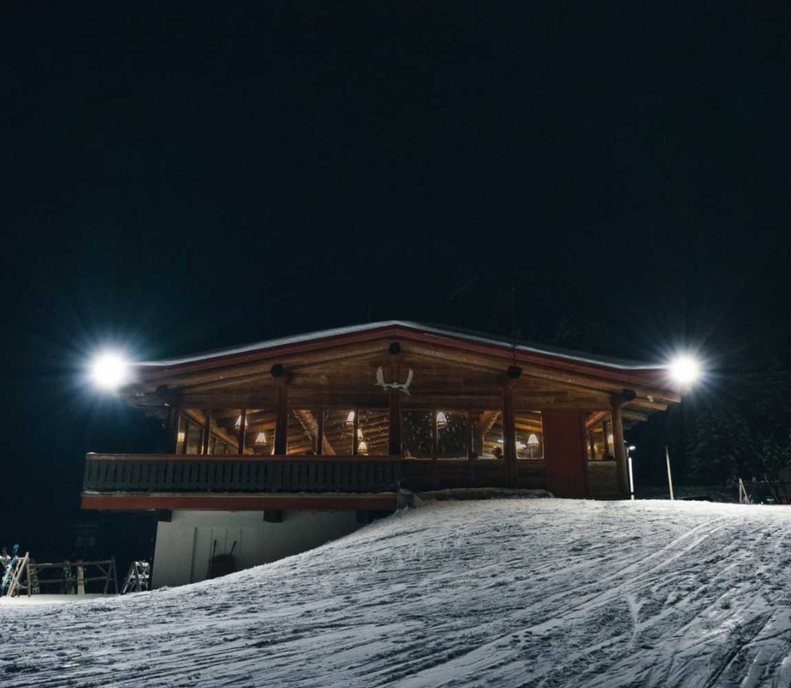 Harper Mountain Lodge at Night