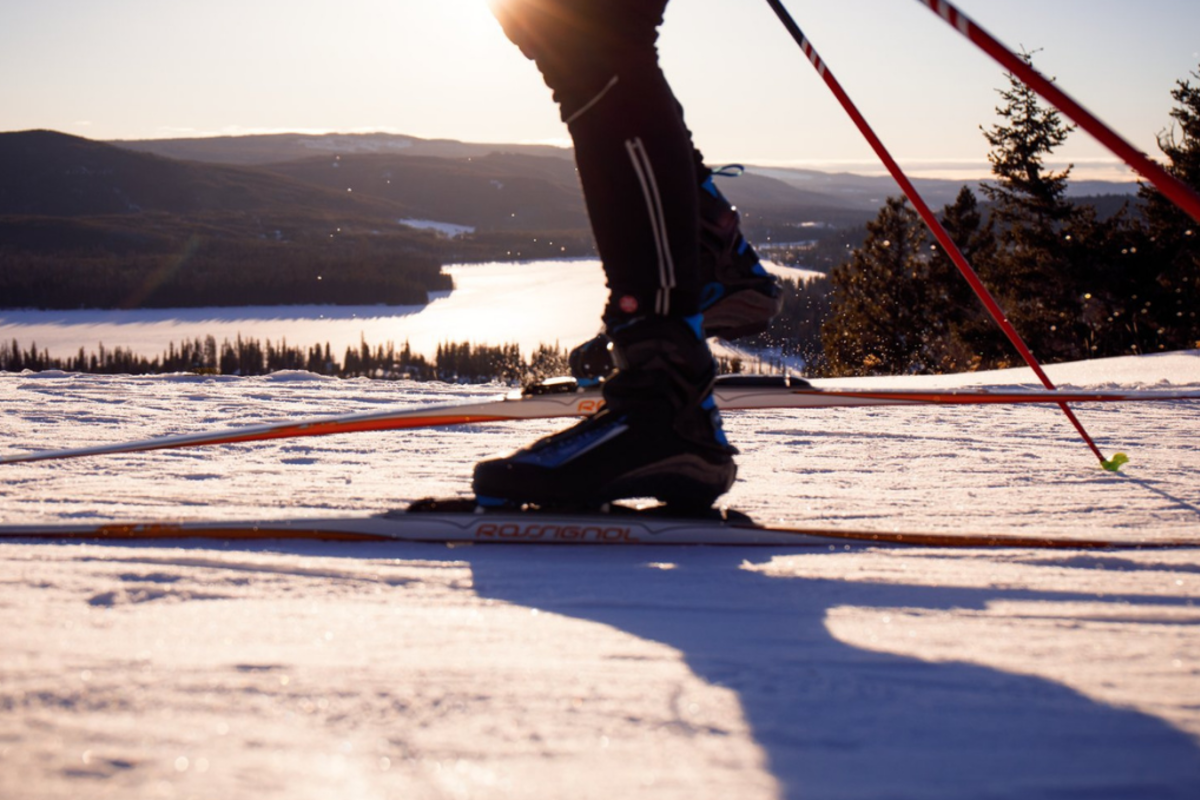 Cross-country skiing at Stake Lake near Kamloops, BC