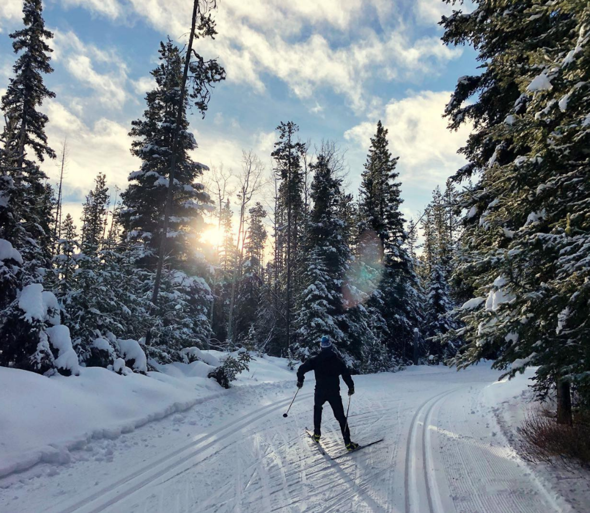 Cross-country skiing at Stake Lake near Kamloops, BC