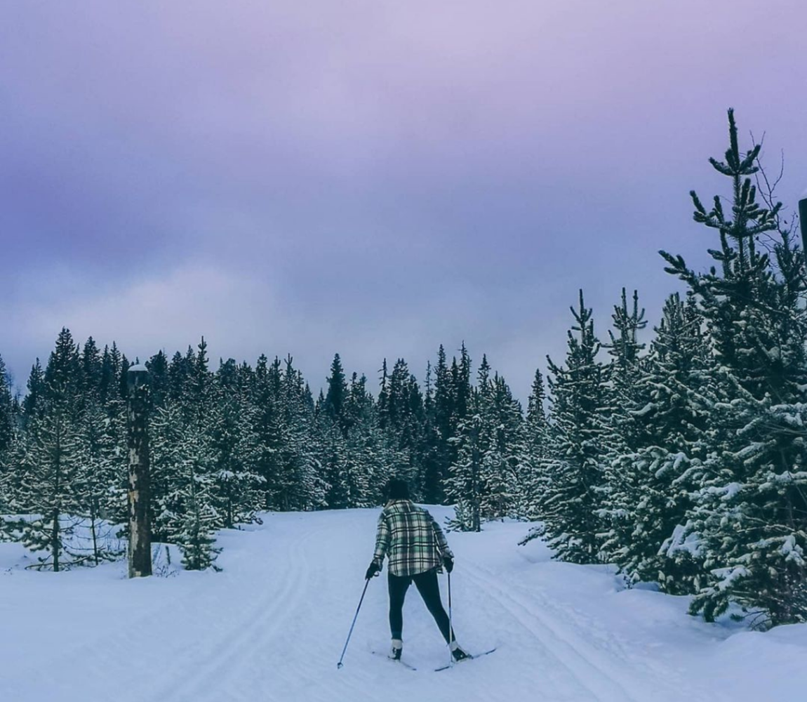 Cross-country skiing at Stake Lake near Kamloops, BC