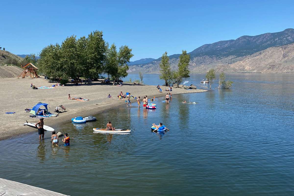 Enjoying water activities at the beach at Bruker Marina