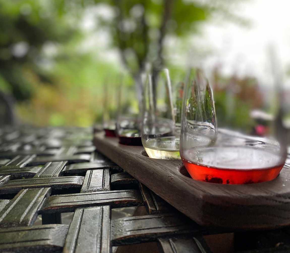 New Wine Flights on the patio at Privato Vineyard & Winery