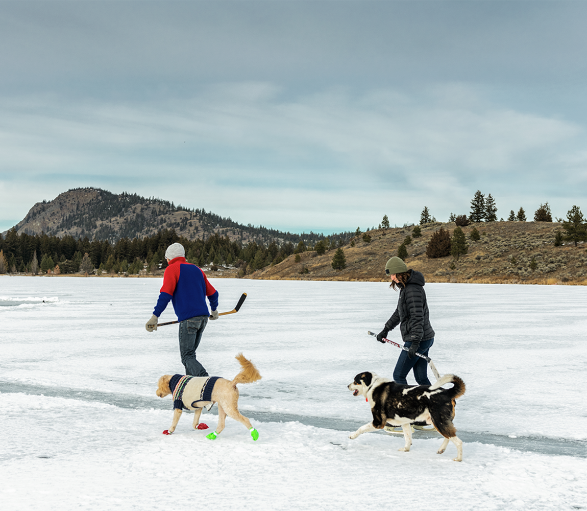 Playing hockey at Inks Lake