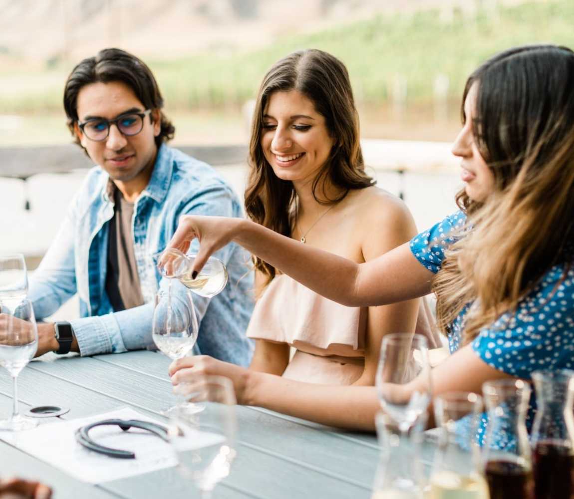 A group of friends enjoying a wine tasting