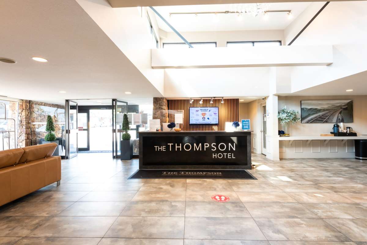 Front lobby of the Thompson Hotel in Kamloops, BC.