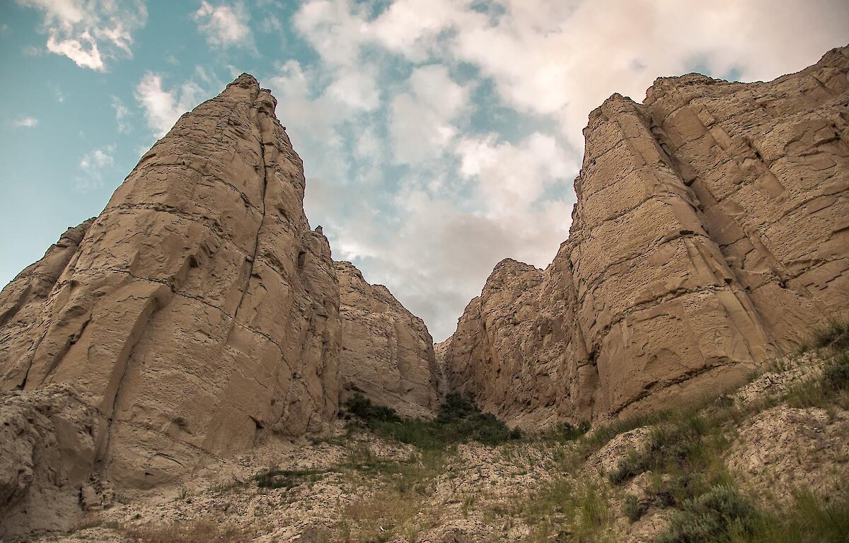 Towering hoodoos loom above the viewer in Kamloops BC