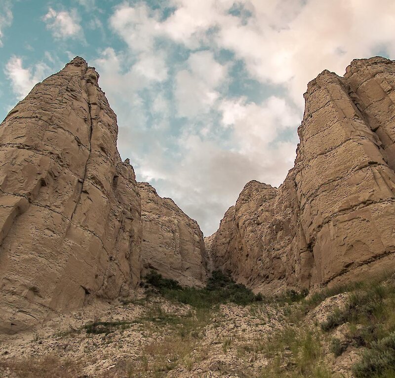 Towering hoodoos loom above the viewer in Kamloops BC