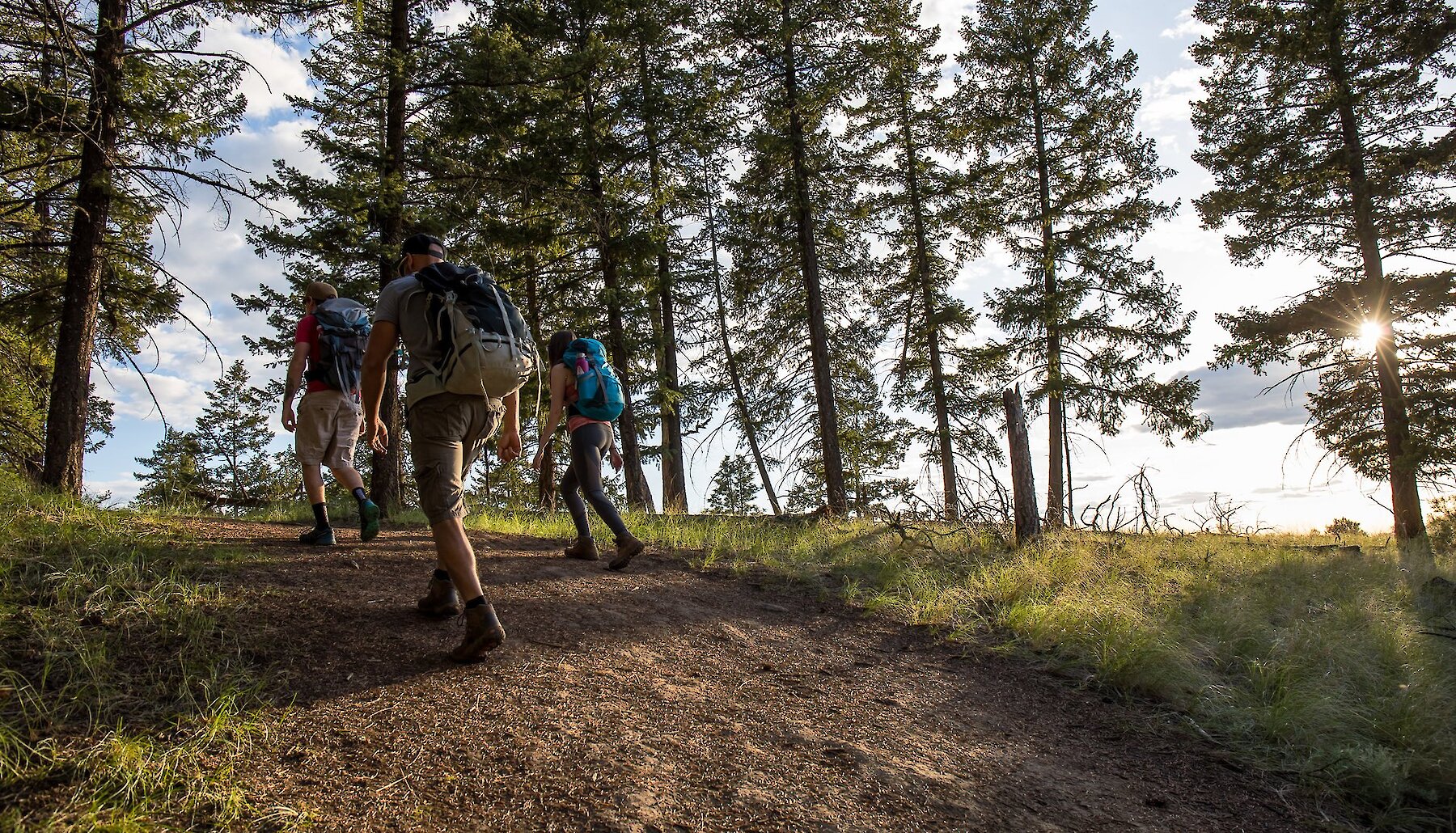 A group of spring hikers along the Battle Bluff trail in Kamloops, British Columbia.