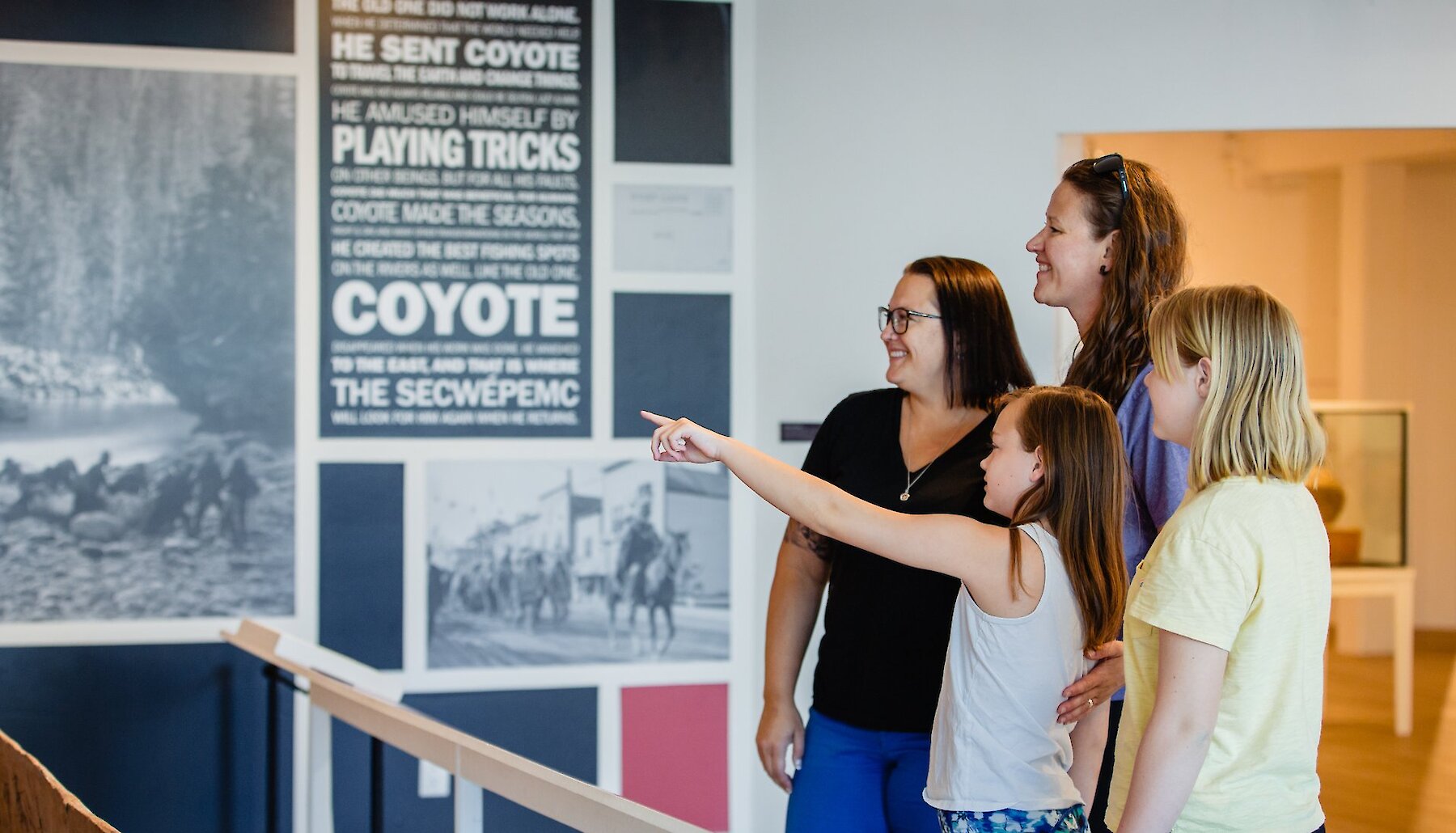 Family visiting the Kamloops Museum & Archives in downtown Kamloops, BC.