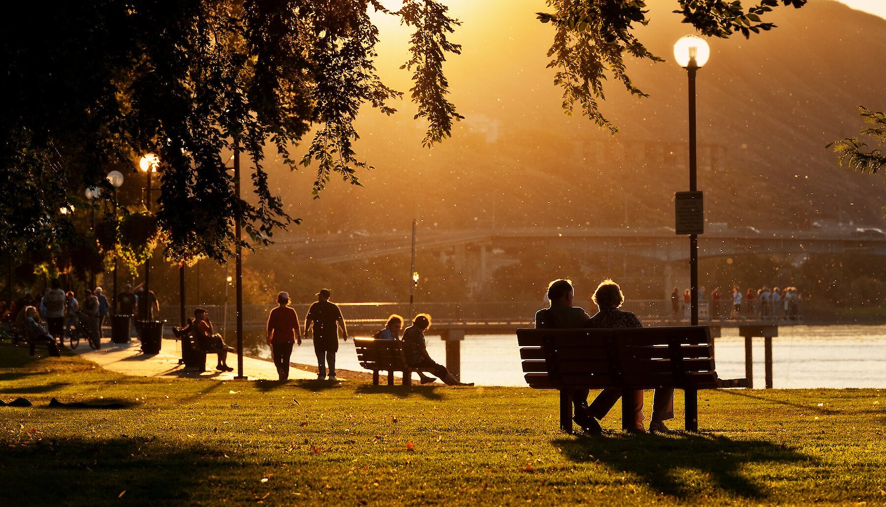 Summer sunset at Riverside Park in downtown Kamloops, BC.