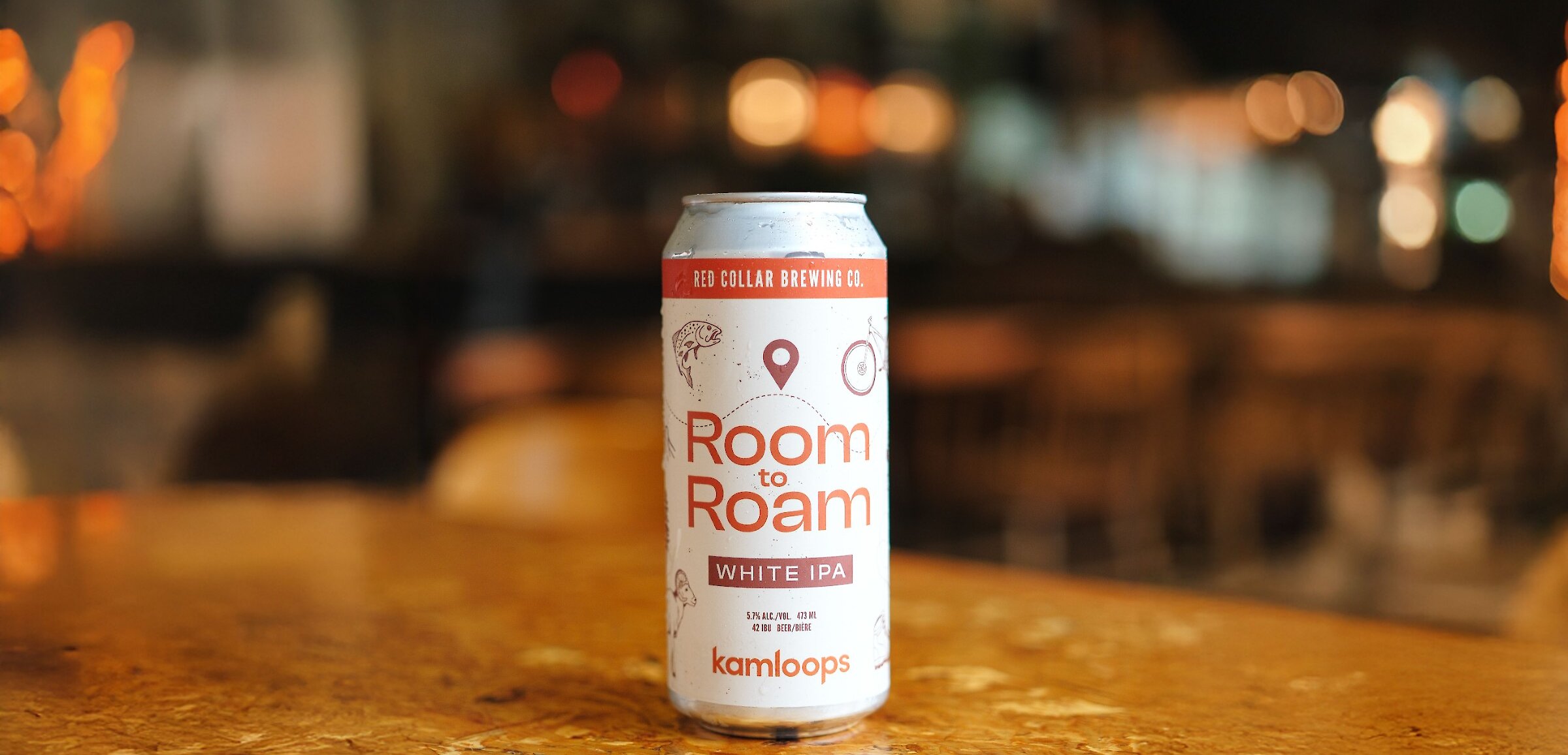 Can of Room to Roam White IPA in collaboration with Red Collar Brewing Co and Tourism Kamloops.